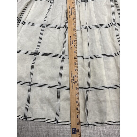 Vtg Calvin Klein Pleated Skirt High Waist S Cream Check Linen A-Line Hong Kong 6 - Picture 2 of 8
